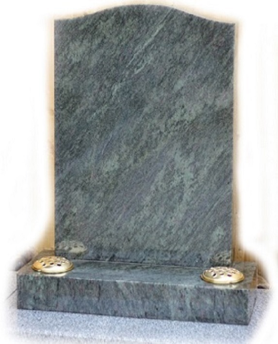 Memorial headstone and base in kerala green granite